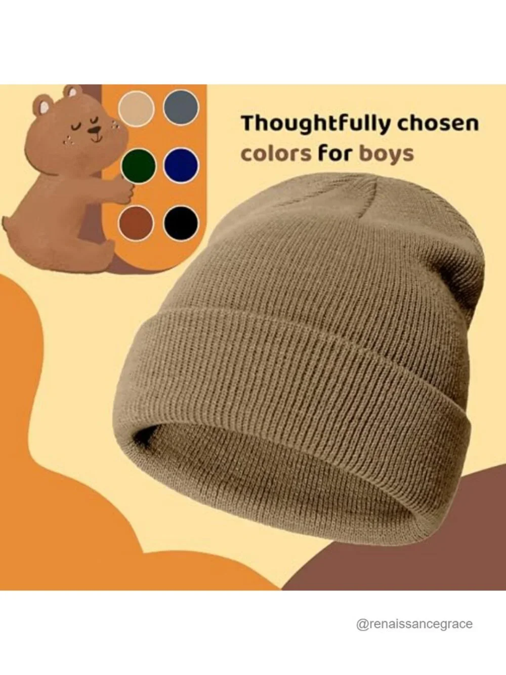 Baby Beanie 3-Pack Toddler Winter Hats Soft Acrylic Knit Boys Girls